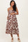 Brown Printed Button Down Sleeveless Maternity Midi Dress