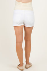 White Classic Hem Maternity Denim Shorts