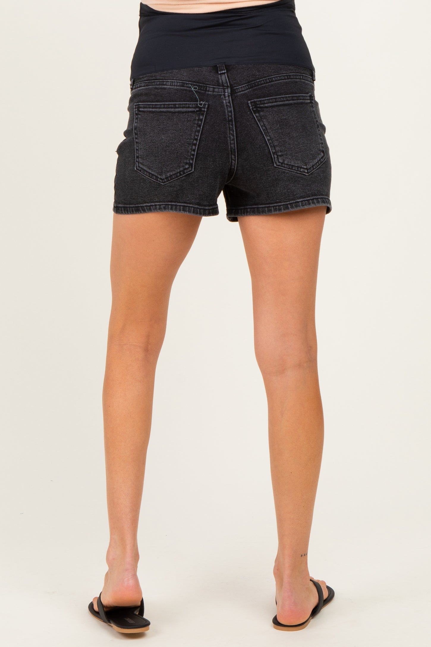 Black Classic Hem Maternity Denim Shorts