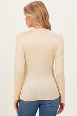 Light Yellow Long Sleeve Floral Print Maternity Top