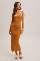 Mustard Contrast Stitch Detail Ribbed Maternity Sweater Dress
