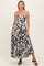 Black Printed Linen A-Line Maternity Midi Dress