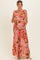 Pink Floral V-Neck Tiered Maternity Maxi Dress