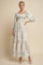 Ivory Floral Smocked 3/4 Sleeve Maxi Dress