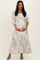 Ivory Floral Smocked 3/4 Sleeve Maternity Maxi Dress