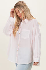 Pink Oversized Striped Button-Up Shirt