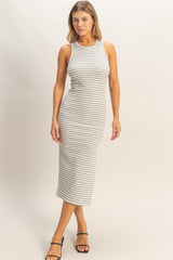 Heather Grey Striped Side Slit Maternity Tank Dress