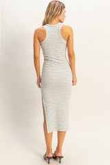 Heather Grey Striped Side Slit Tank Dress