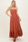 Rust Smocked Halter Open Back Maxi Dress