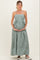 Olive Mixed Stripe Sleeveless Maternity Maxi Dress