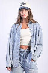 Light Indigo Oversized Denim Shirt Jacket
