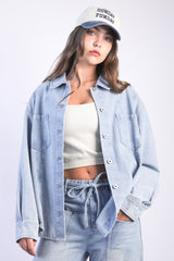 Light Indigo Oversized Denim Shirt Jacket