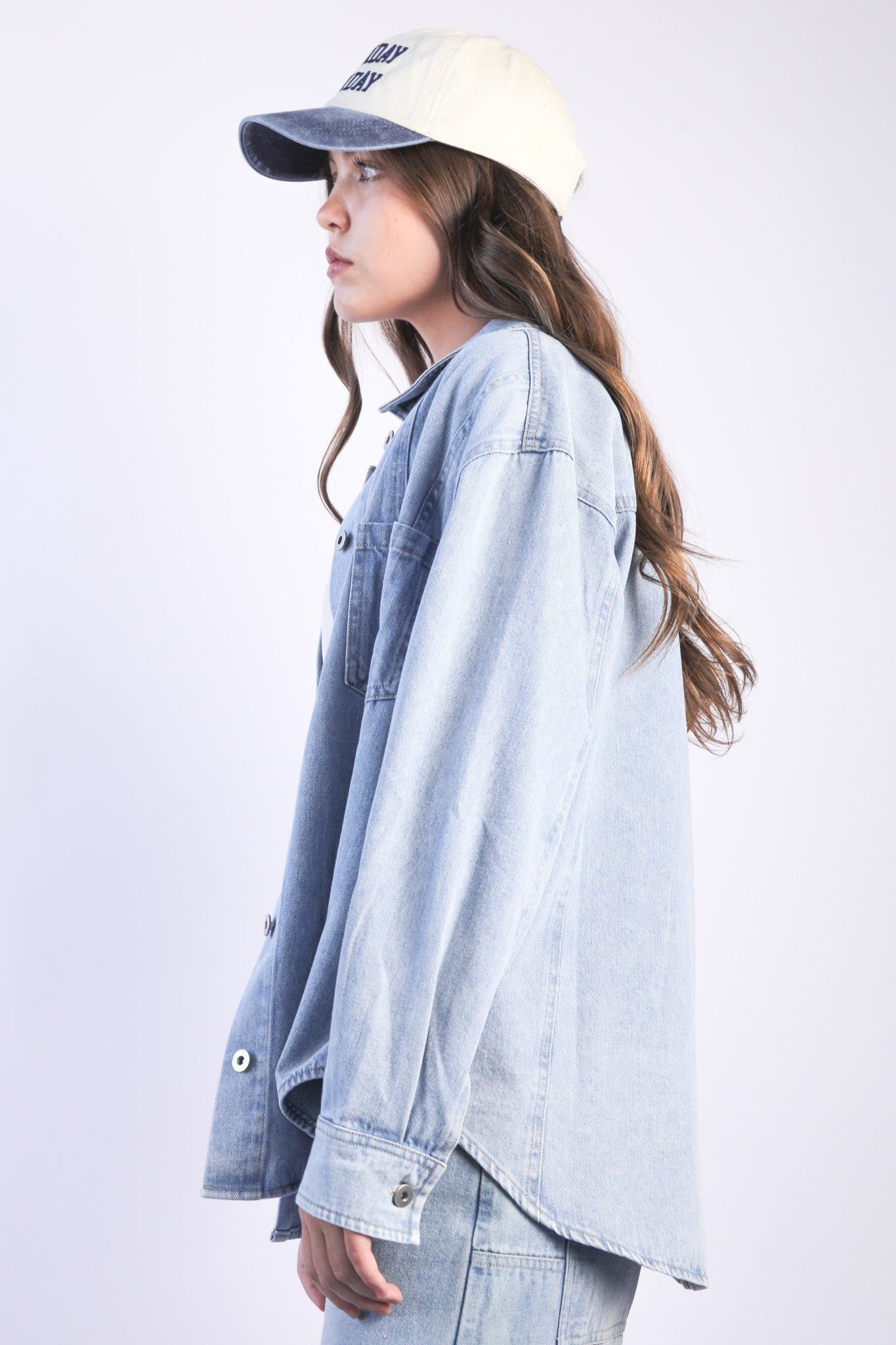 Light Indigo Oversized Denim Shirt Jacket