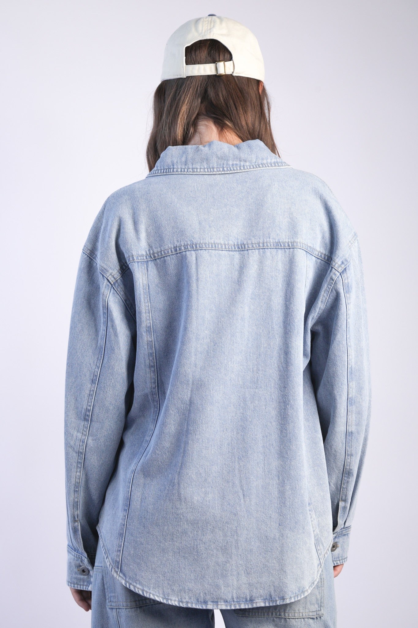 Light Indigo Oversized Denim Shirt Jacket