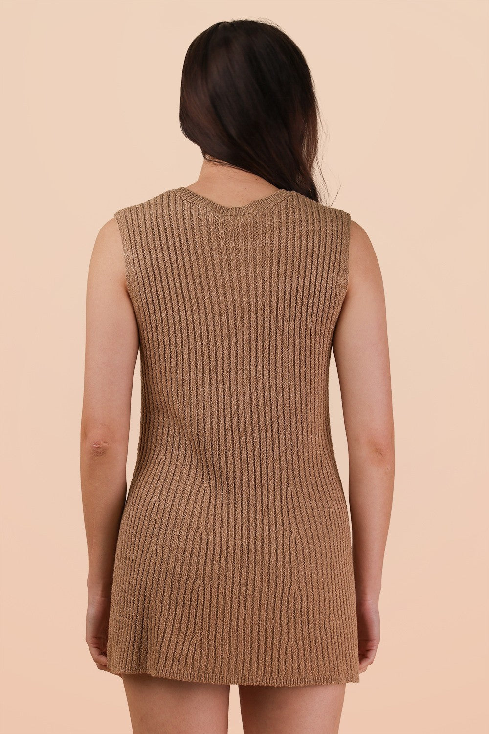Mocha Knit Sleeveless Top Shorts Set