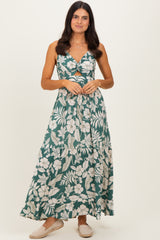 Sage V-Neck Twist Front Cut Out Maternity Maxi Dress