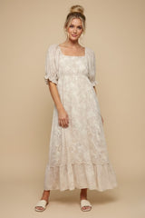Light Pink Paisley Square Neck Maxi Dress