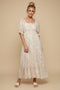 Light Pink Paisley Square Neck Maxi Dress