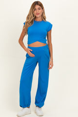 Royal Blue Cropped Tank Pant Maternity Set