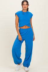 Royal Blue Cropped Tank Pant Set