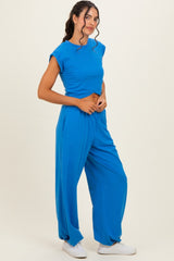 Royal Blue Cropped Tank Pant Set