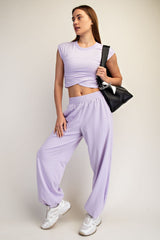Lavender Cropped Tank Pant Maternity Set