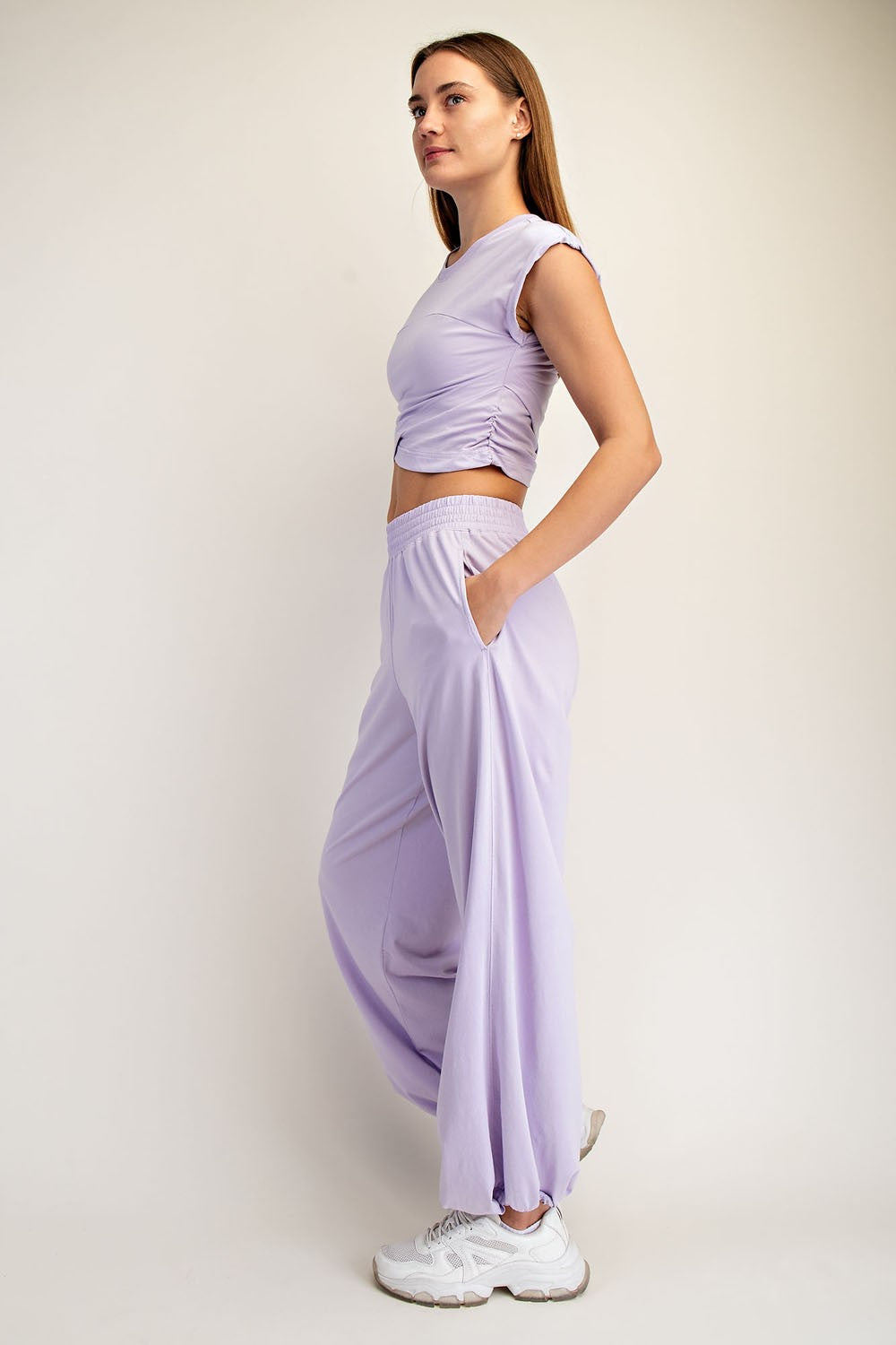 Lavender Cropped Tank Pant Set