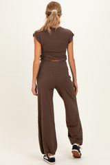 Mocha Cropped Tank Pant Maternity Set
