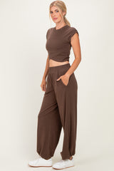 Mocha Cropped Tank Pant Set