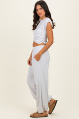Light Heather Grey Cropped Tank Pant Set