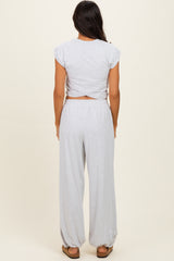 Light Heather Grey Cropped Tank Pant Set