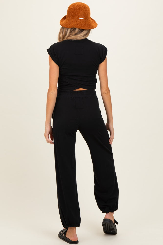 Black Cropped Tank Pant Maternity Set