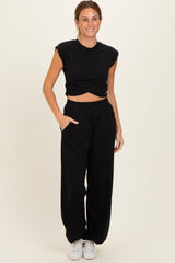 Black Cropped Tank Pant Maternity Set