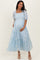 Light Blue Embroidered Floral Smocked Maternity Maxi Dress