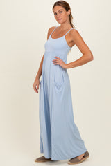 Mist Blue Sleeveless Wide Leg Jumpsuit