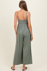 Green Pea Sleeveless Wide Leg Maternity Jumpsuit