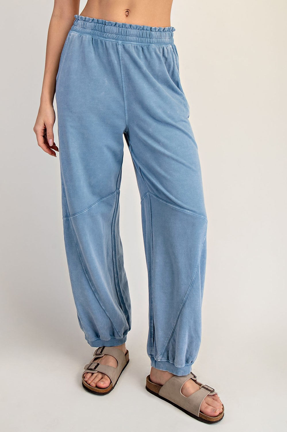Dusty Blue Mineral Wash Terry Sweatpants