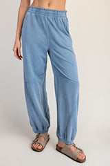 Dusty Blue Mineral Wash Terry Sweatpants