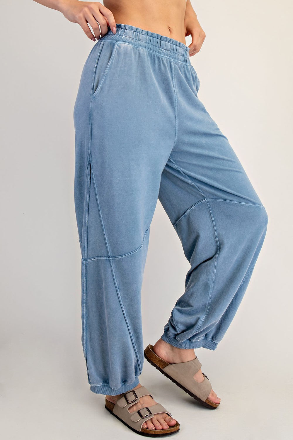 Dusty Blue Mineral Wash Terry Sweatpants