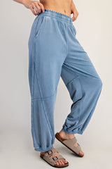 Dusty Blue Mineral Wash Terry Sweatpants
