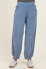 Dusty Blue Mineral Wash Terry Maternity Sweatpants