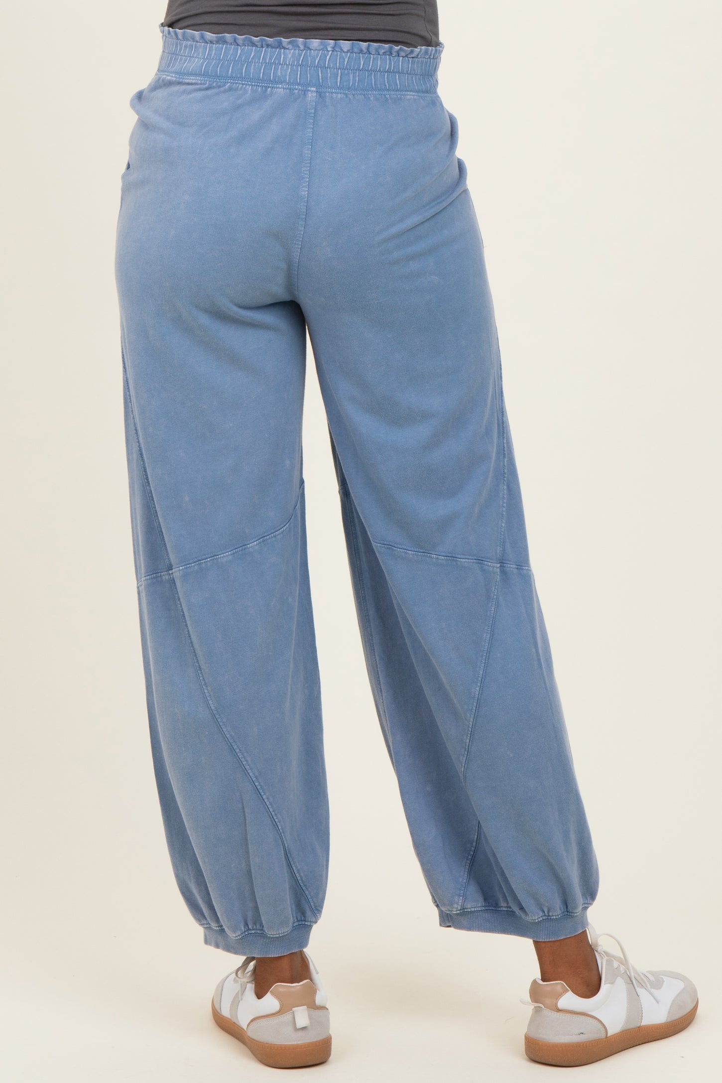 Dusty Blue Mineral Wash Terry Maternity Sweatpants