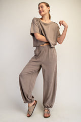 Coffee Mineral Wash Terry Sweatpants