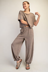 Coffee Mineral Wash Terry Maternity Sweatpants