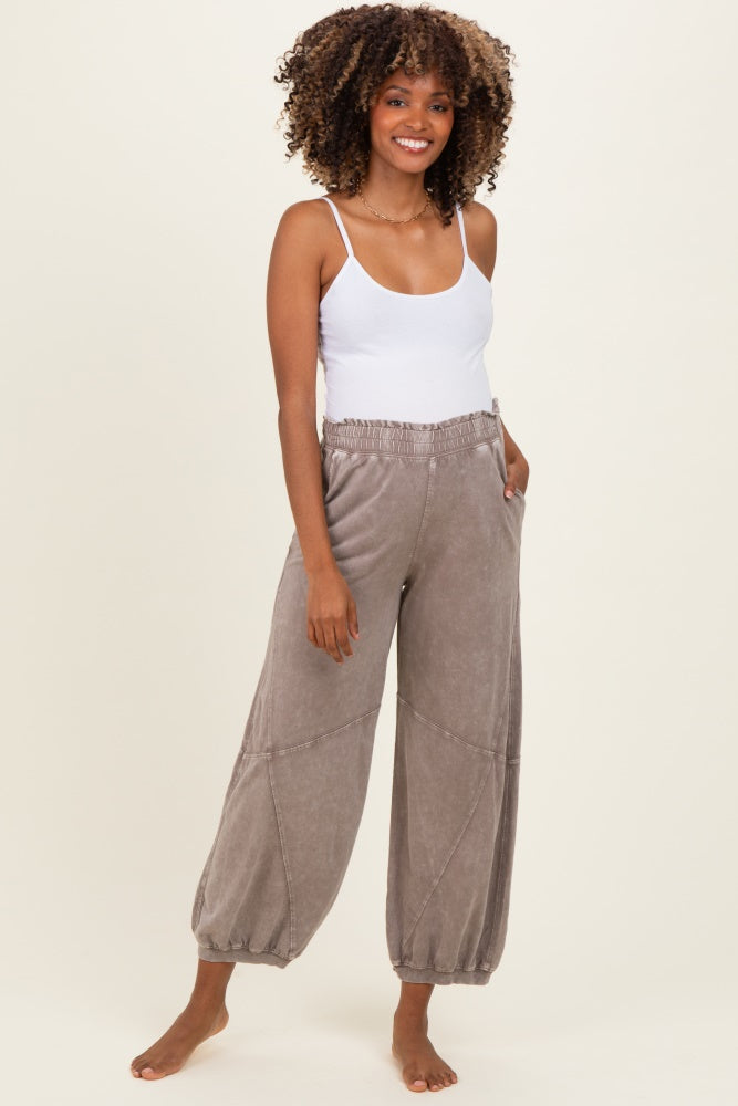 Coffee Mineral Wash Terry Maternity Sweatpants