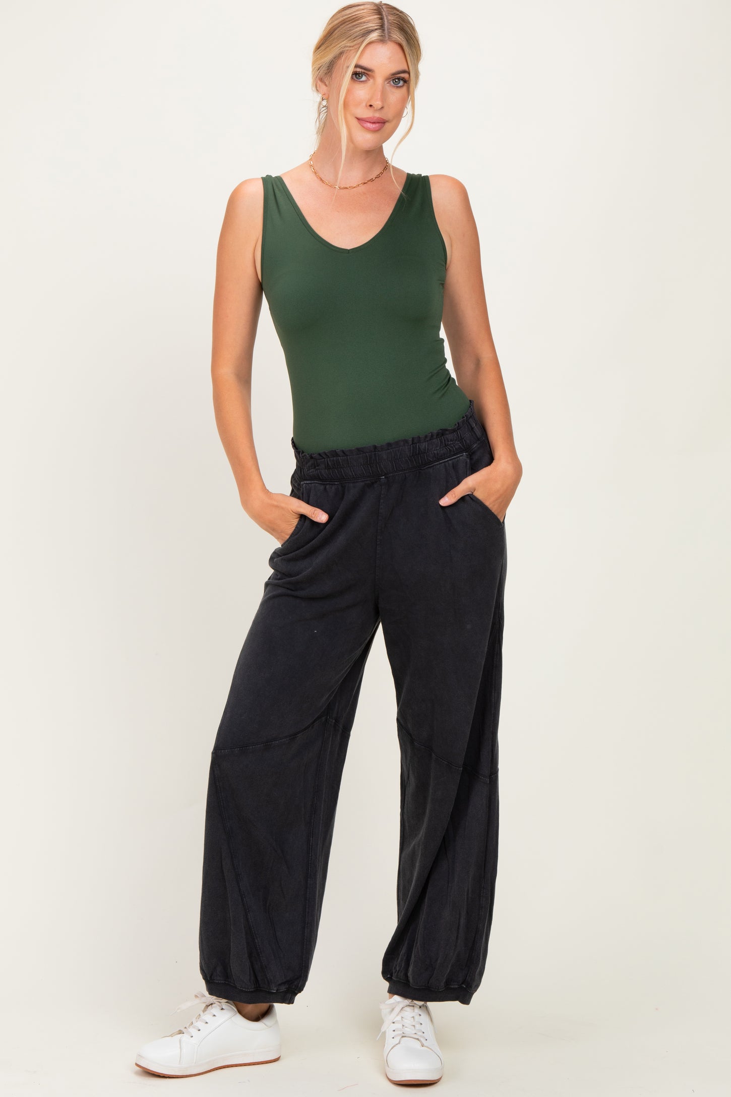 Black Mineral Wash Terry Maternity Sweatpants