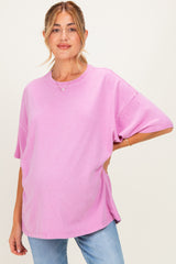 Fuchsia Oversized Mineral Wash Maternity T-Shirt