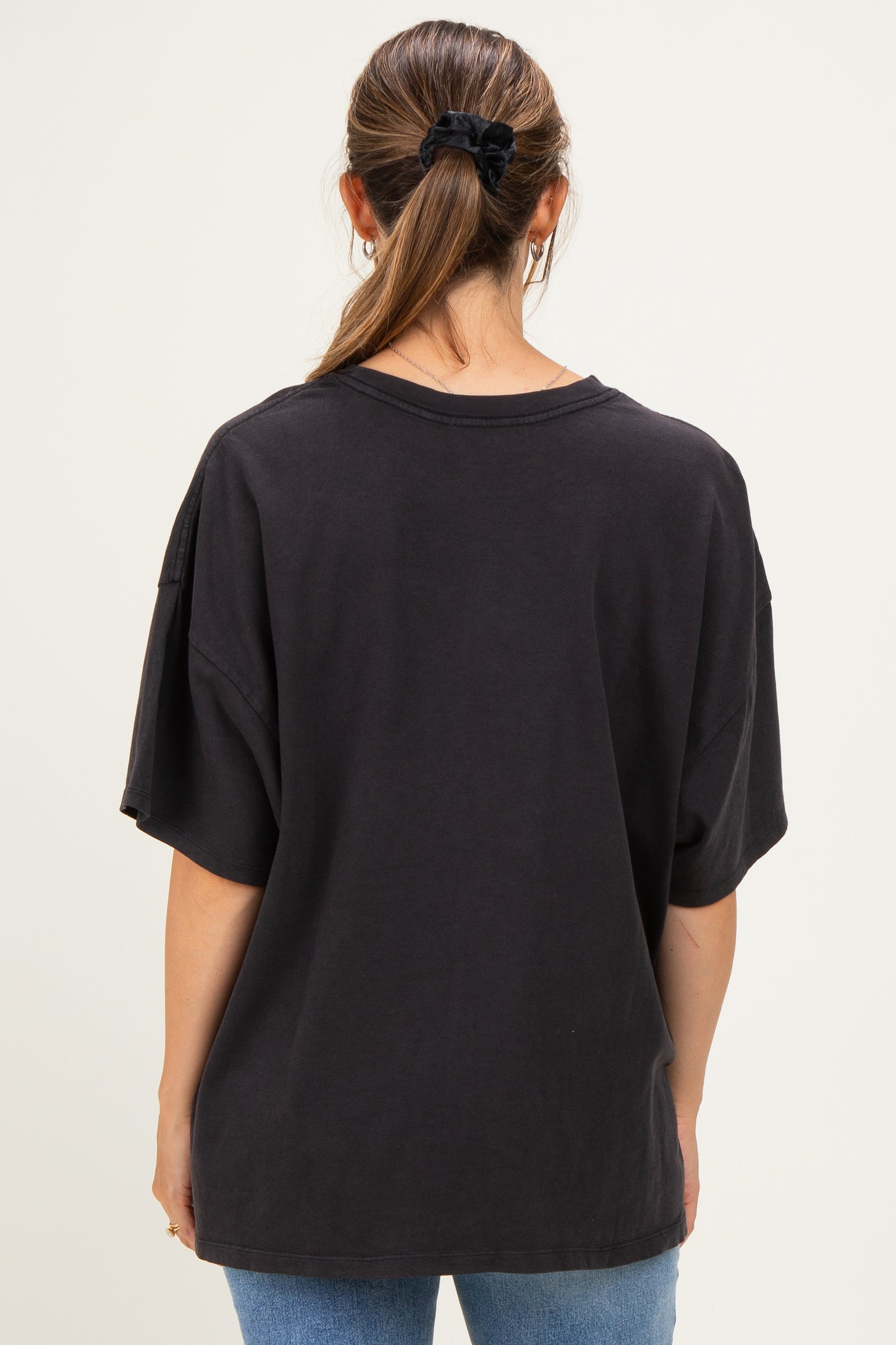 Black Oversized Mineral Wash Maternity T-Shirt