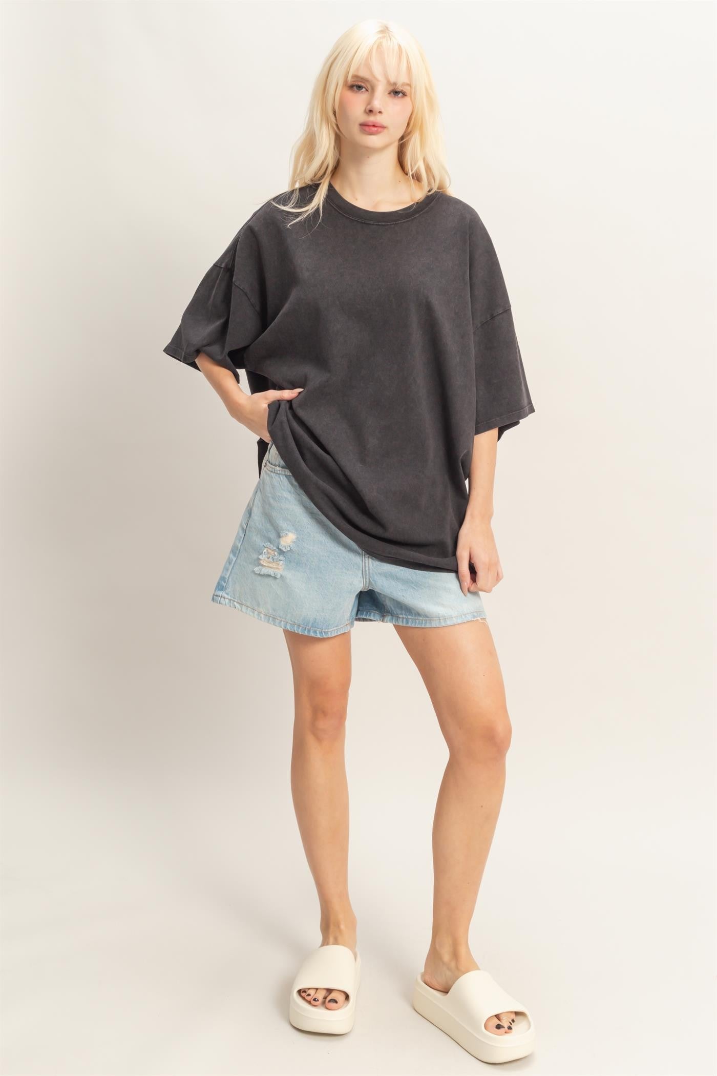 Black Oversized Mineral Wash T-Shirt