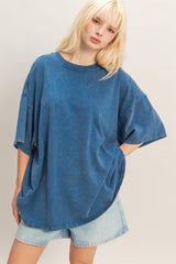 Light Navy Oversized Mineral Wash T-Shirt